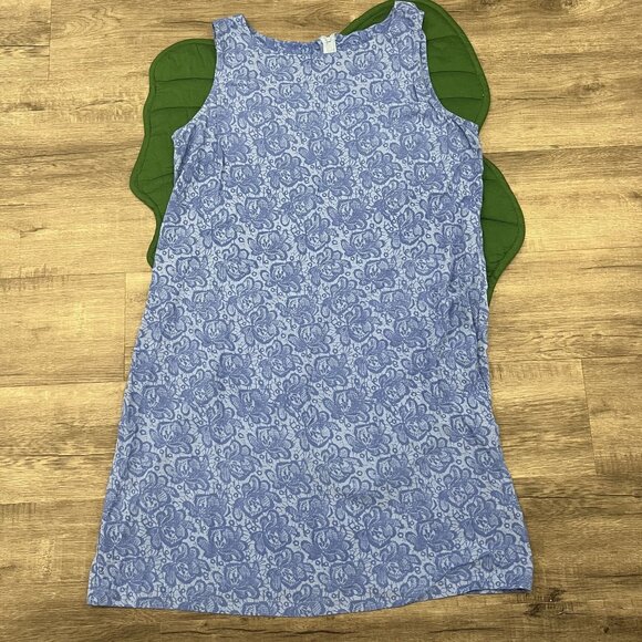 Blue Ginger Hawaii Womens Large Blue Lace Print Sea Shift Tank Dress Beachy Trop - Picture 1 of 6